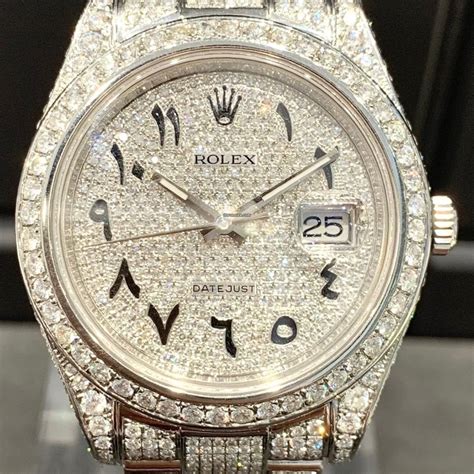 ice out rolex arabic|iced out rolex arabic dial.